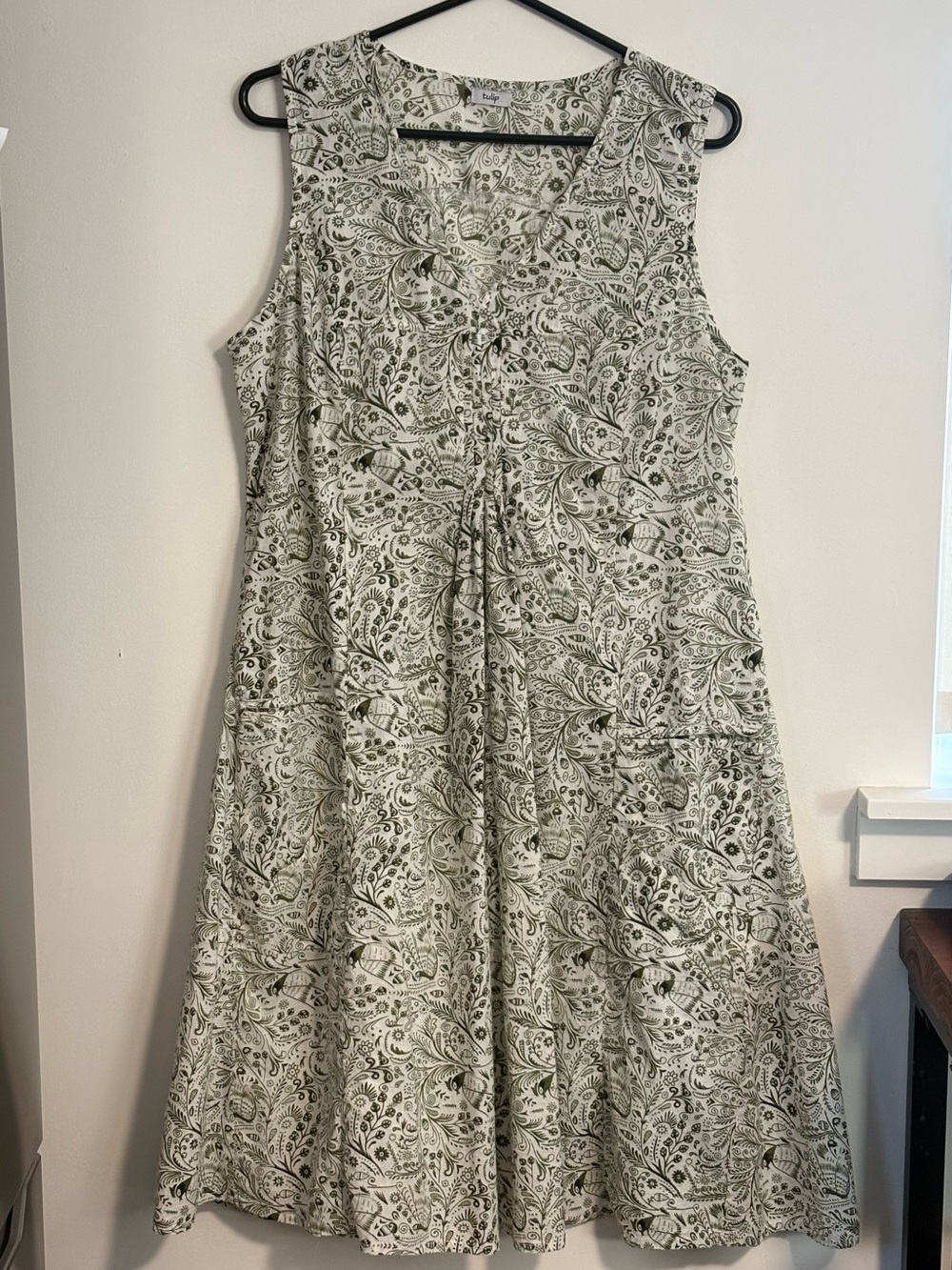 Sleeveless Green Floral Lightweight Cotton Dress